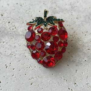 Strawberry pin gold tone